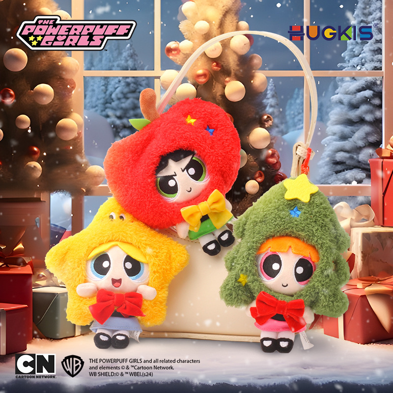 Warner Bros. official Powerpuff Girls Party series plush toy gifts Christmas Tree Stars Apple Cute ornaments