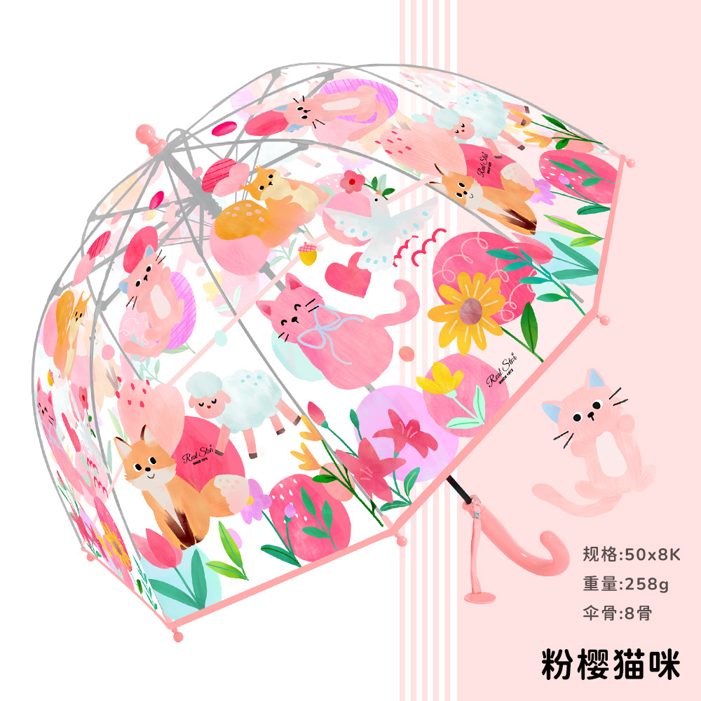 "26-year new children's transparent umbrella, cute animal cartoon automatic umbrella for boys, girls, and kindergarten students Application Scenario