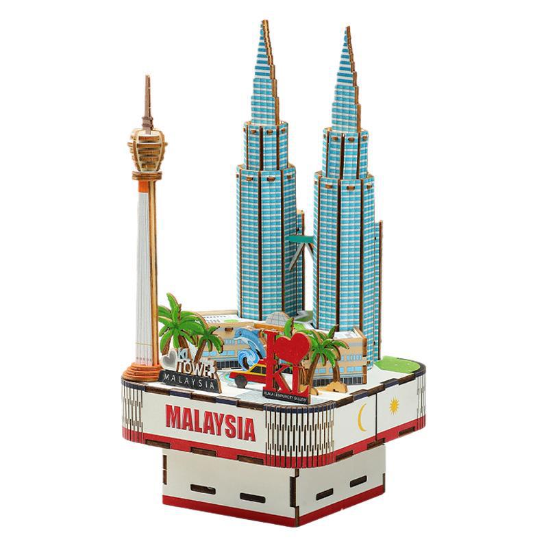 Chao Tong Cultural and Creative Music Box, diy 3D jigsaw puzzle, architectural model, wooden toy, educational assembly toy Item Picture