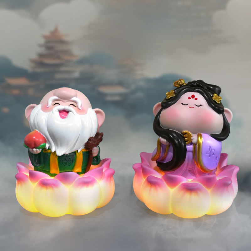如愿招财桌面小摆件景区财神文创摆件莲花底座夜灯装饰礼物细节图