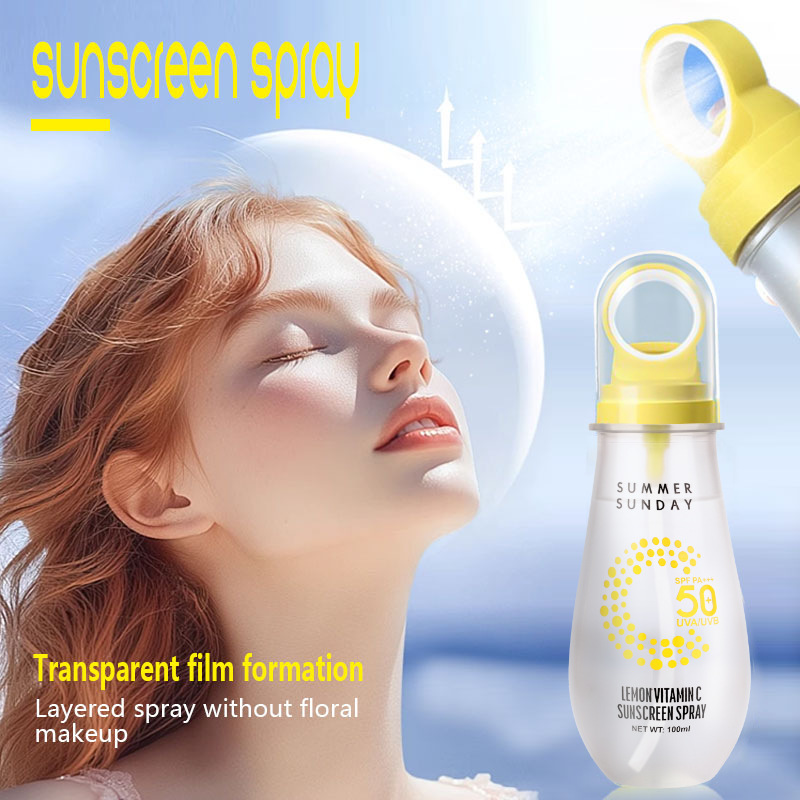 Cross-border PAGEVINE Lemon Sunscreen Spray, high UV protection, small aperture, waterproof, sweat-proof, refreshing and oil-control details Picture