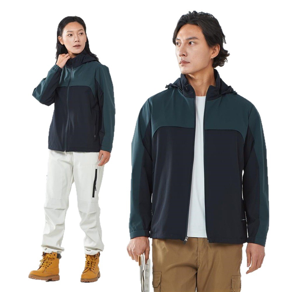 春秋薄款冲锋衣户外团体服定制长袖工作服外套休闲夹克冲锋衣白底实物图