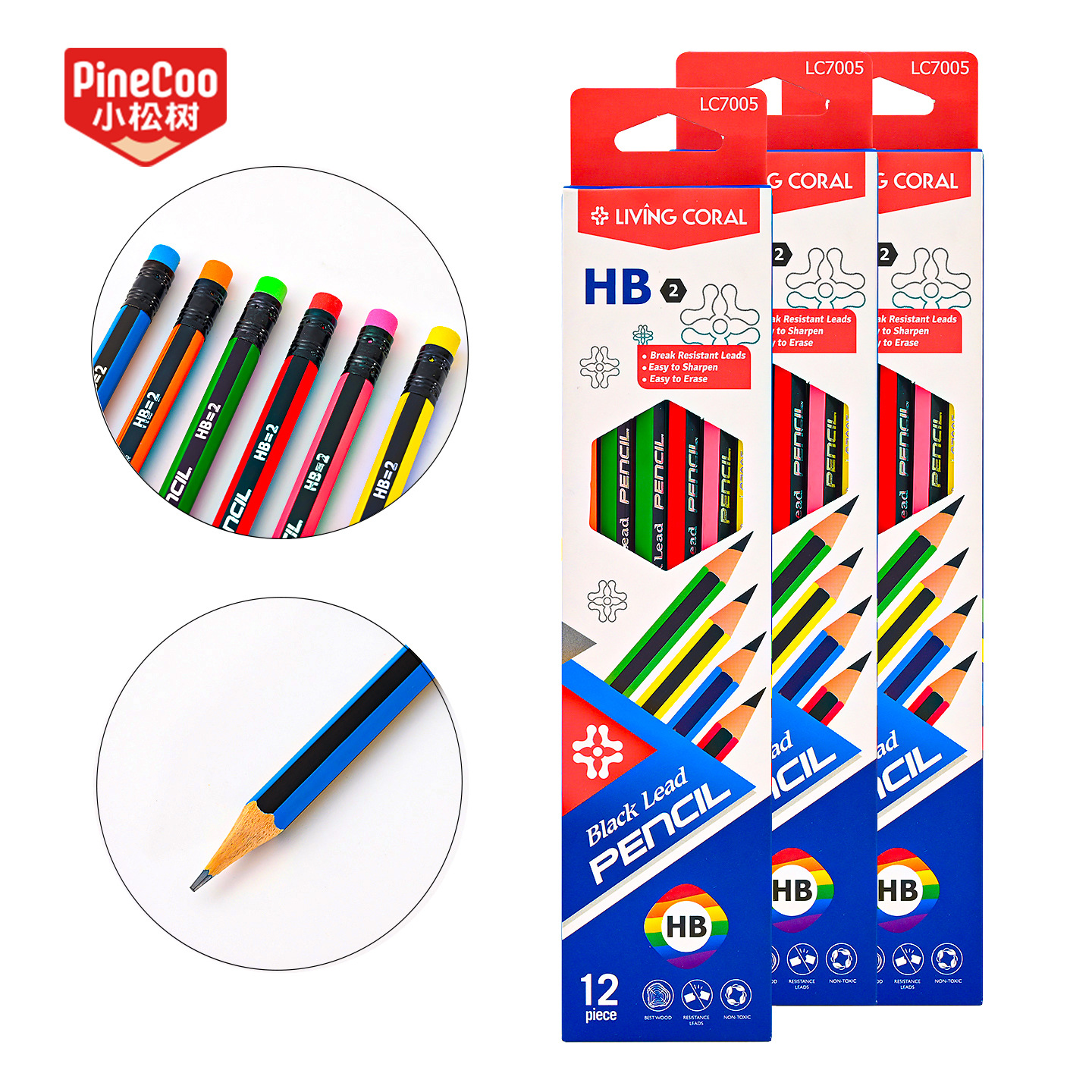 Cross border english packaging HB lápiz hexagonal premios para niños papelería de aprendizaje escolar dibujo cinta lápiz de goma Specification image