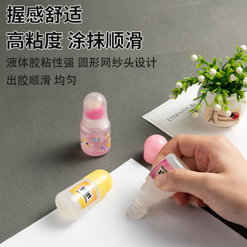 20ml líquido pegamento dibujos animados mini pegamento de carga pegamento manual para niños esponja cabeza pegamento líquido fabricante al por mayor details Picture