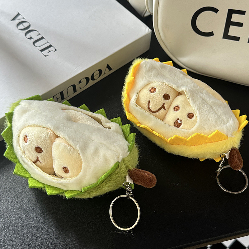 Creative fruit durian plush toy pendant, student backpack pendant, keychain, children's festival gift doll Creative fruit durian plush toy pendant, student backpack pendant, keychain, children's festival gift doll