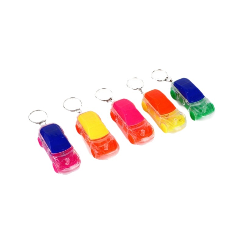 Creative simulation car cross-border illuminated plastic keychain pendant, LED illuminated car keychain, children's toy Item Picture