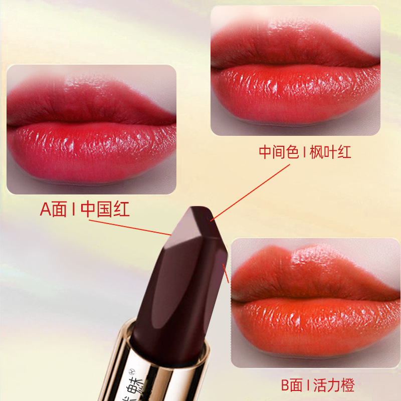 植然魅一支三色雾面口红 保湿滋润哑光不易掉色女王权杖三色口红产品图