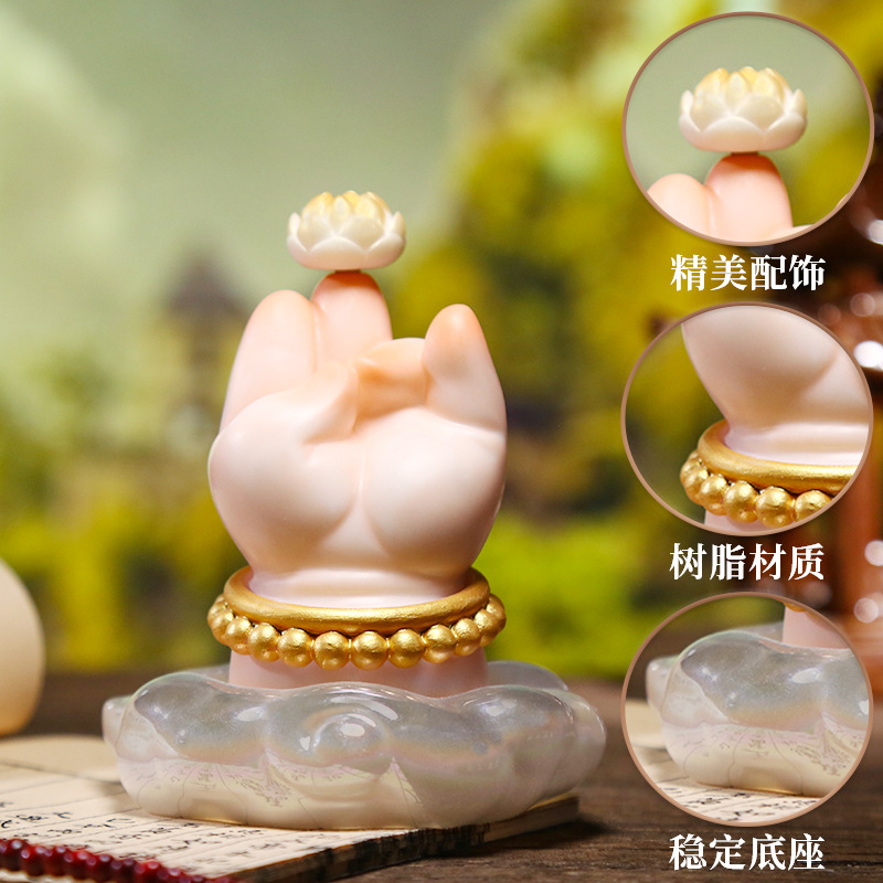 Q-style cartoon Buddha's hand figurine, fat FUFU, good luck Lotus, home desktop decoration, resin for attracting wealth Application Scenario