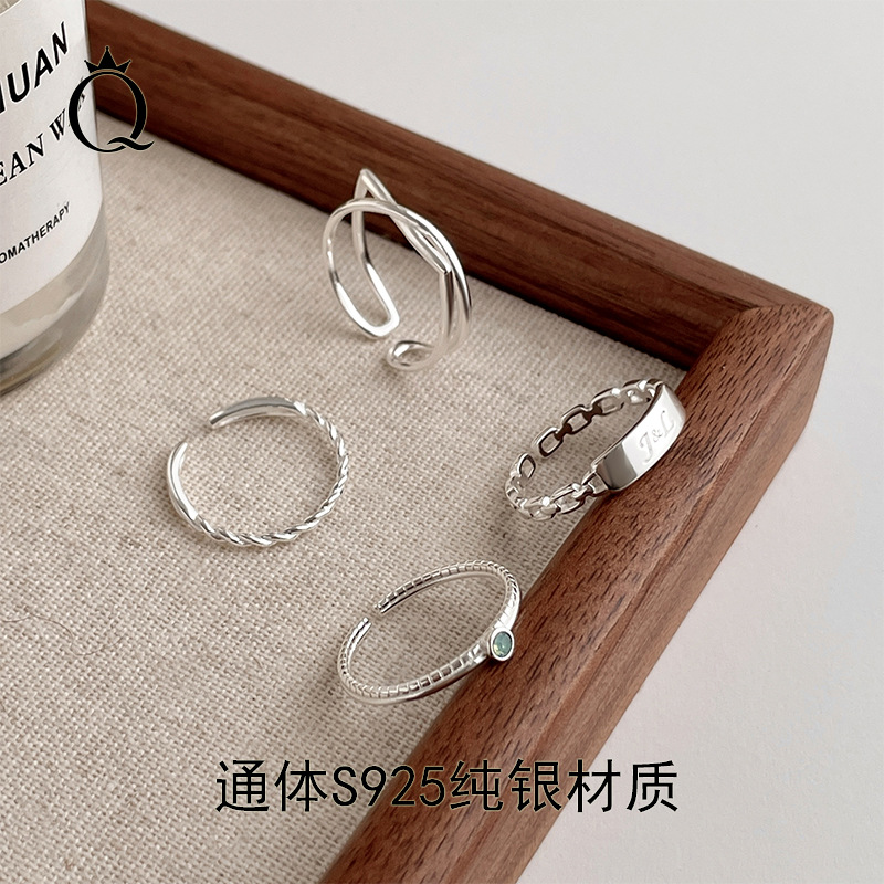 s925纯银戒指女设计简约素圈银戒指小众高级感不掉色指环饰品批发