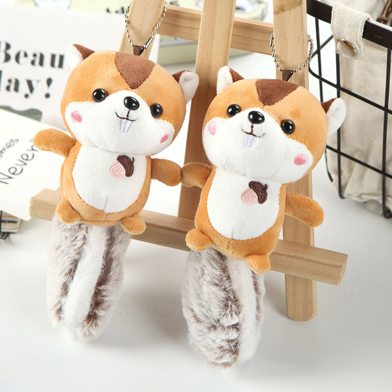 毛绒可爱松鼠挂件公仔娃娃毛绒玩具书包情侣钥匙扣玩具批发小礼品产品图