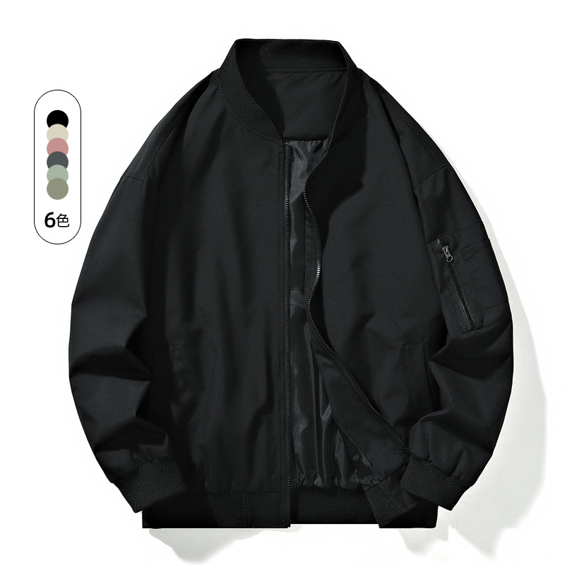 夹克男新款春秋季男士棒球服外套美式潮牌休闲飞行员夹克纯色男装