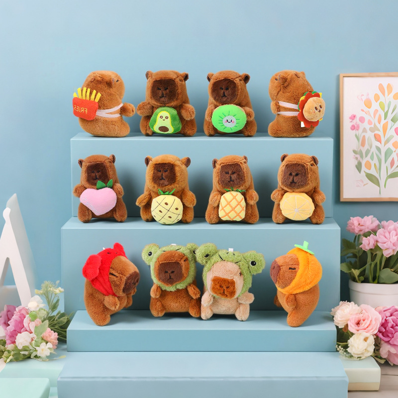 Cute Kapibala dolls, plush keychains, water guinea pig backpacks, pendants and ornaments, doll figurines, night market stalls