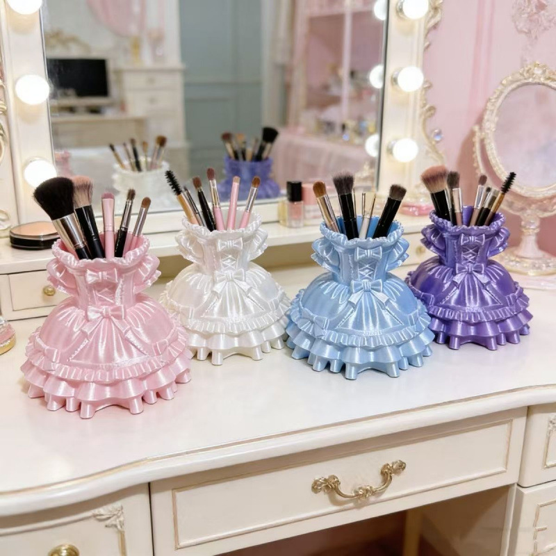 3D printed new princess dress, Lolita girl, cute desktop storage box, pen holder, cosmetic decoration piece