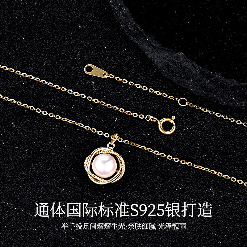 银饰/项链/金色链子/新款/珍珠产品图