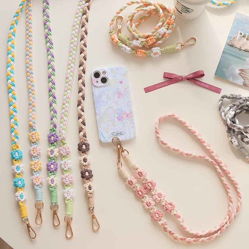 Bohemian woven flower phone lanyard, Daisy diagonal cross neck phone chain, camera strap modified bag strap