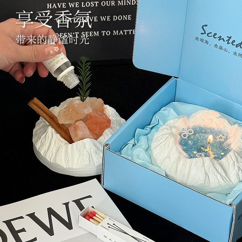 雪山冰川香薰蜡烛礼盒无烟果冻蜡烛摆件实用礼物小众高级氛围感