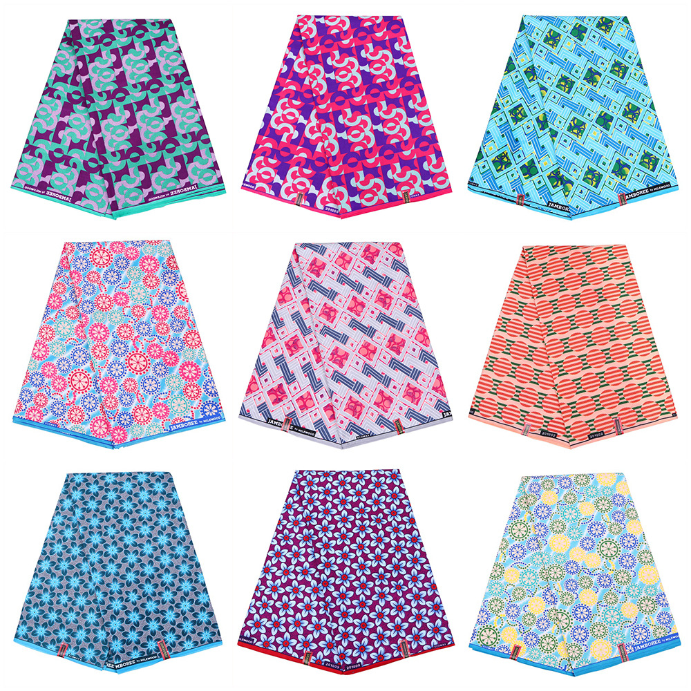 涤纶非洲民族蜡染印花面料双面几何小花布料跨境电商货源现货批发