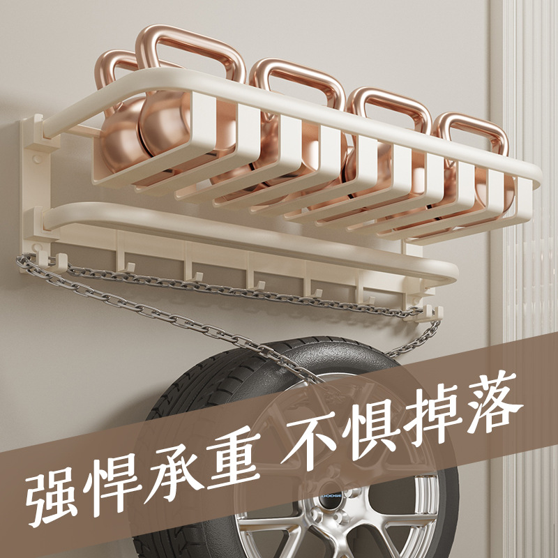Cream white towel rack without drilling, bathroom storage rack, bathroom space aluminum hanging piece, one-piece wall-mounted bath towel rack Application Scenario