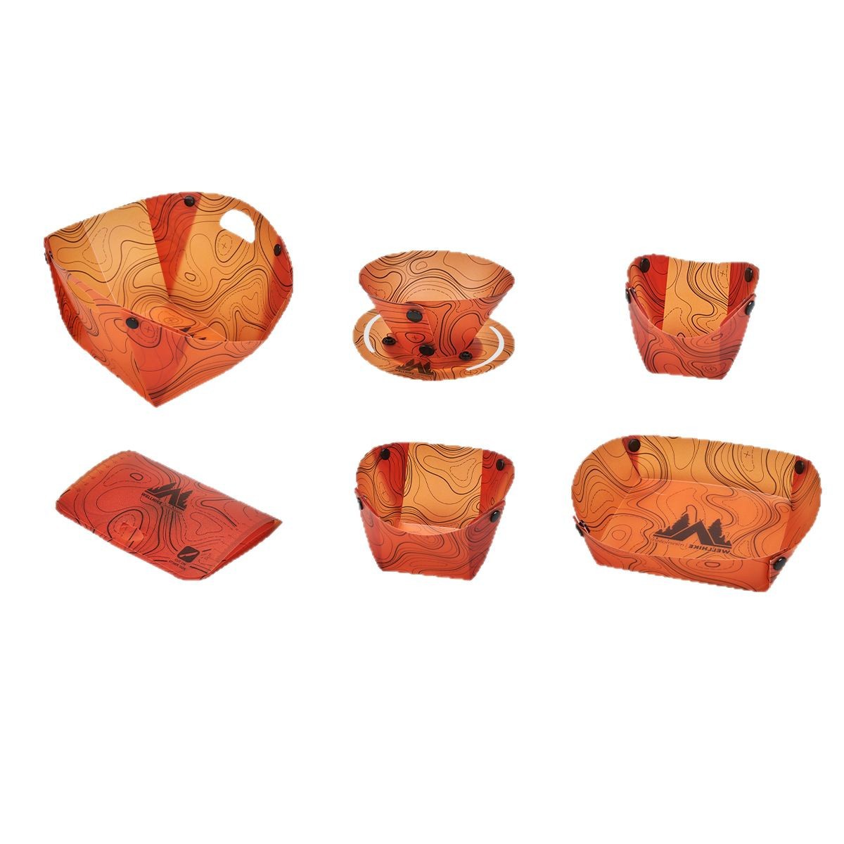 Outdoor camping tableware set, folding plates, bowls, cups, trays, telescopic forks, stainless steel children's camping bowls Item Picture