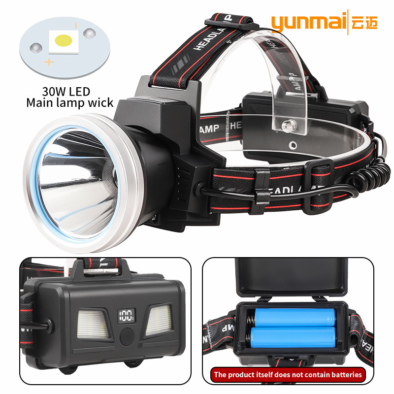 The new cross-border white laser high-intensity bald light battery level display supports the output of long-range red light sensing high-intensity bald light