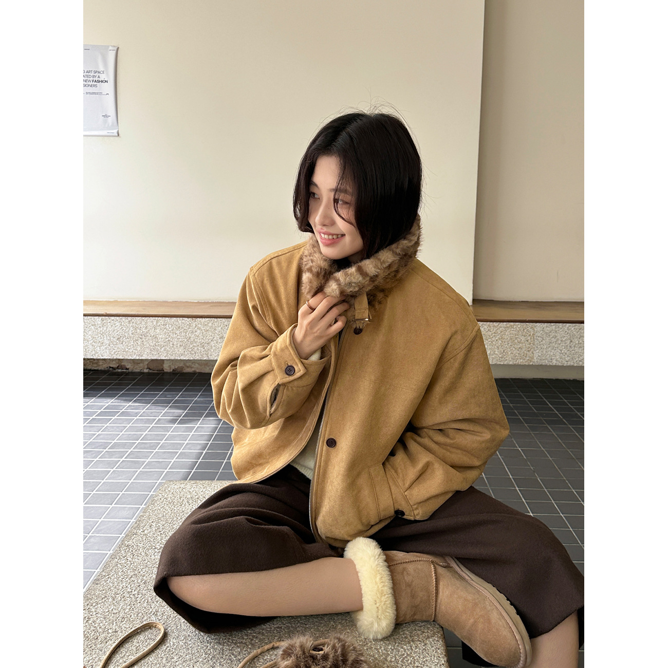 大衣/羊绒大衣/白大褂/黑色羊绒大衣/清仓尾货产品图