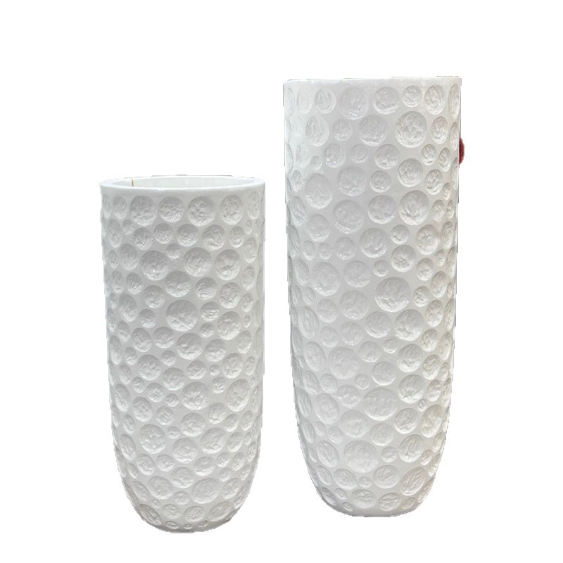Modern and simple living room decoration flower vases, hotel lobby magnesium oxide flower POTS, white tall ceramic vases Item Picture