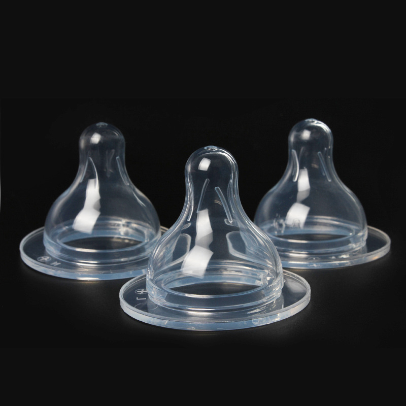 跨境液态硅胶奶嘴宽口奶嘴通配50mm宽口奶瓶透明婴儿奶嘴母婴配件产品图