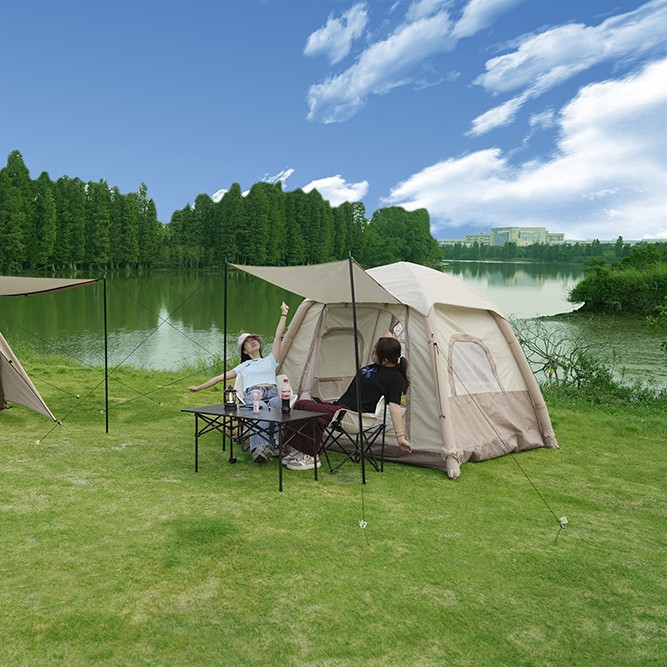 新款户外露营自动充气帐篷野外防晒便携式折叠天幕二合一速开