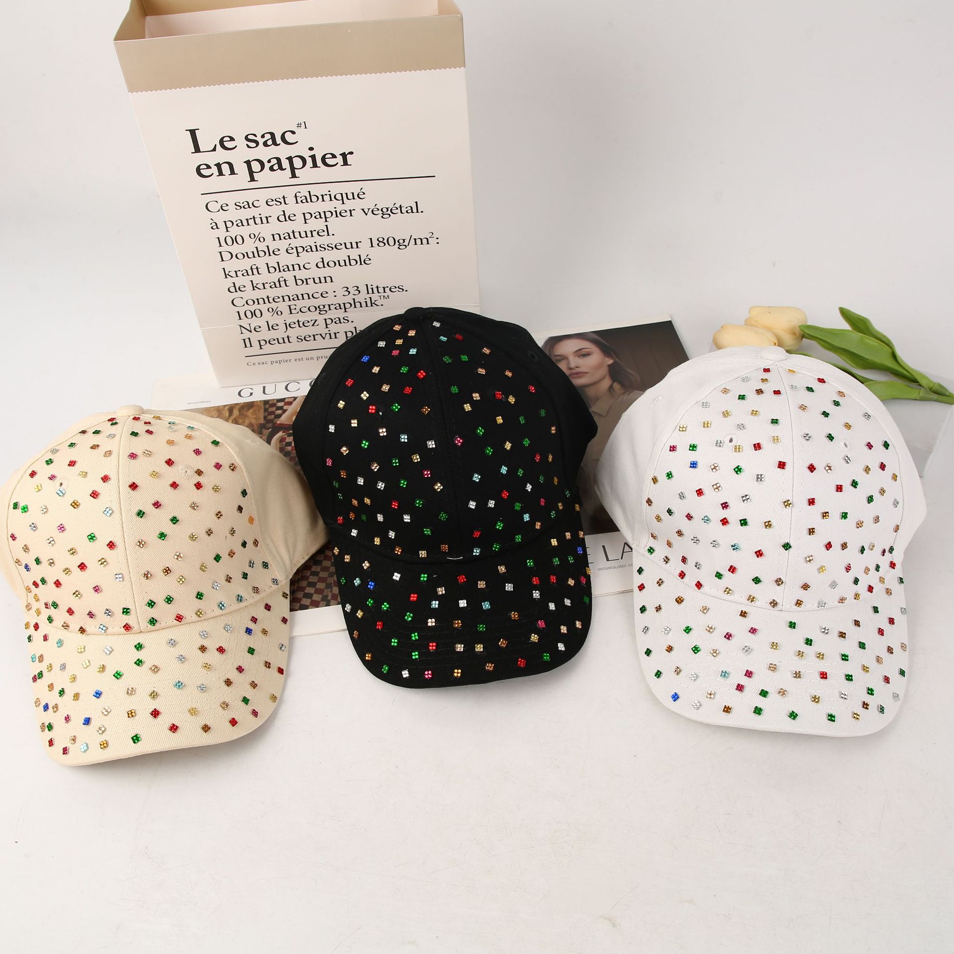 New fashionable item, water diamond baseball cap, Korean style, versatile, factory direct sales and wholesale