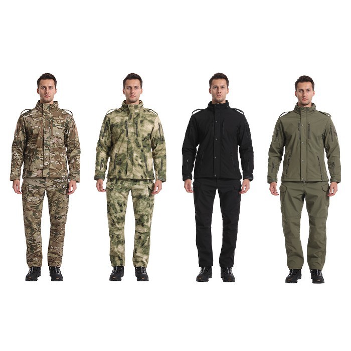 秋冬运动户外冲锋衣套装男款连帽防风保暖运动两件套登山夹克外套