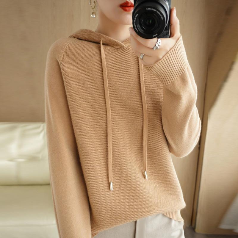A hooded sweatshirt for women in Spring and Autumn 2025, a new style of hooded sweatshirt as a base layer, paired with a knitted sweater, a casual large-sized hooded sweater for women Specification image