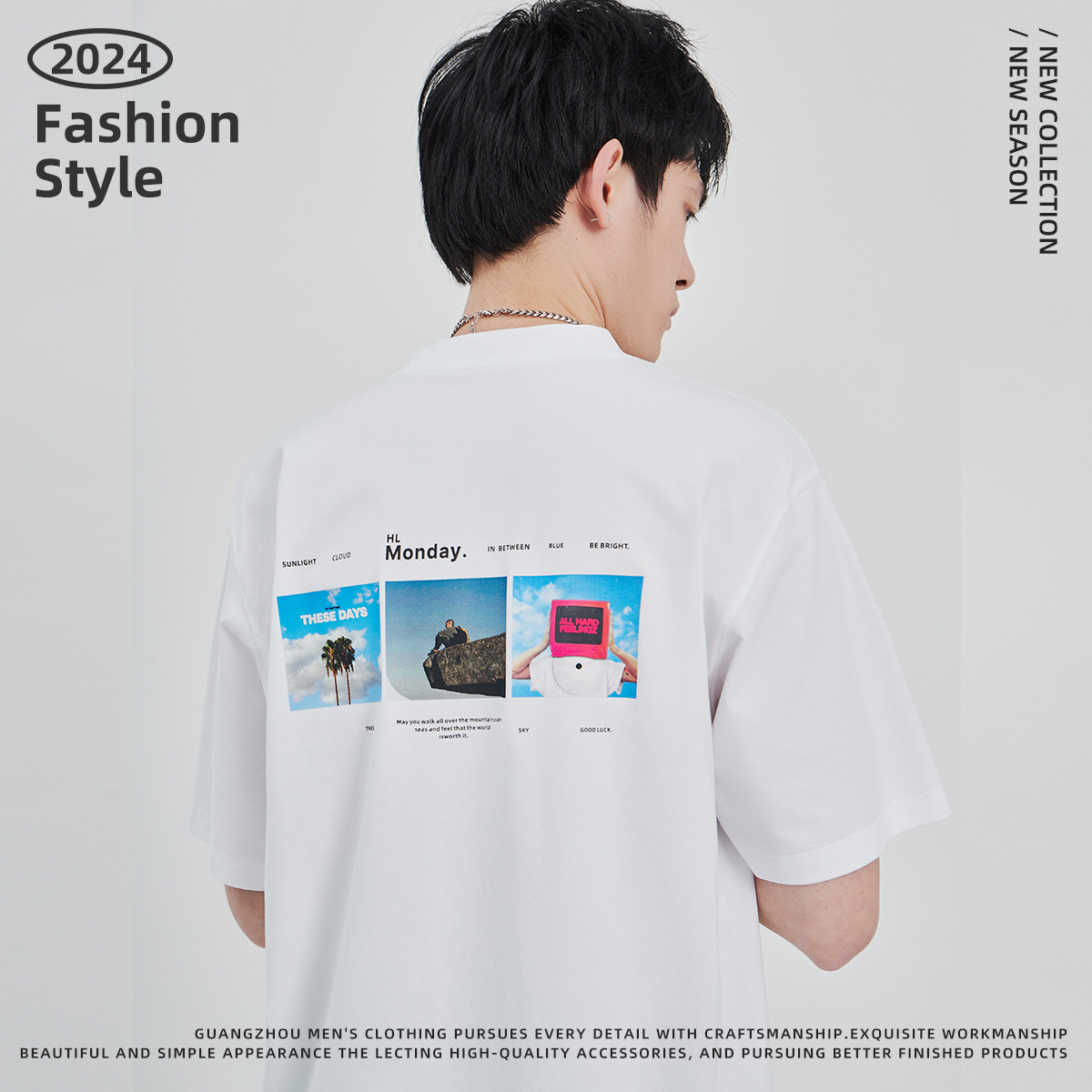APO Men's Wear: The latest pure cotton casual T-shirt for men in summer 2024, a trendy round-neck printed short-sleeved shirt for men Application Scenario
