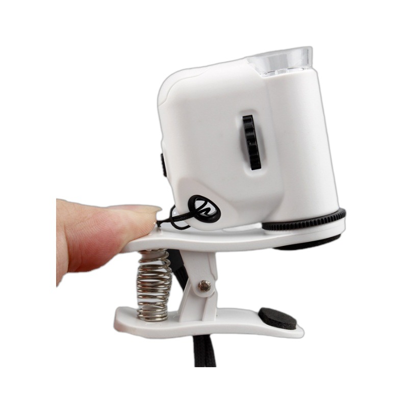 Mini portable LED lamp microscope with built-in phone holder, high-power magnifying glass, multi-purpose identification supplies Item Picture
