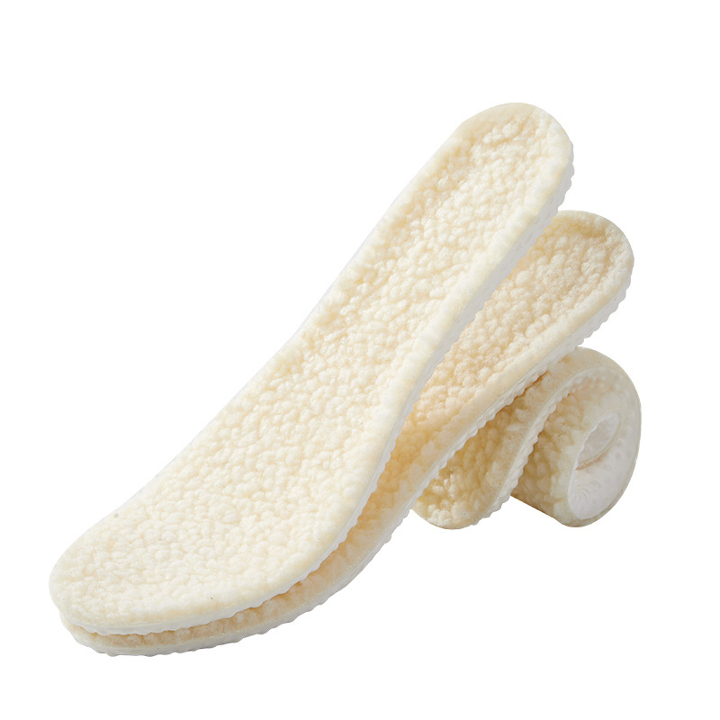 Super soft wool insoles for both men and women, thickened warm cotton with fleece, sweat-absorbing sports latex, shock-absorbing and comfortable fleece, winter Item Picture