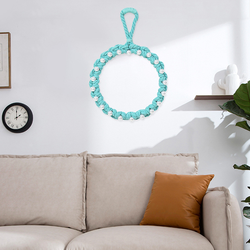 Aliexpress cotton thread woven mirror, Bohemian-style tapestry, woven rope pendant, cotton rope hanging decoration, garland, handmade details Picture