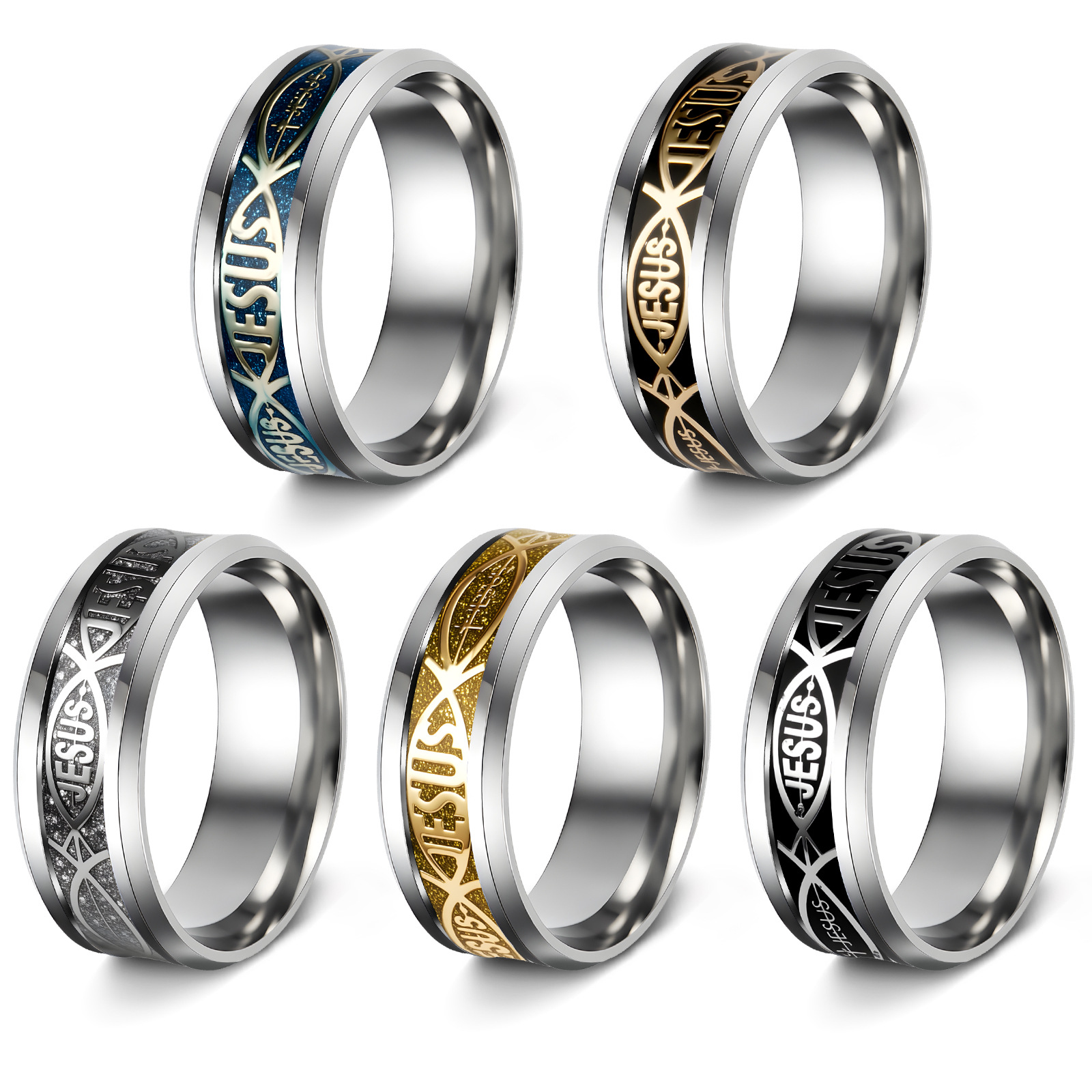 Cross-border European and American simple stainless steel rings, Halloween jewelry, Easter ornaments, Christmas decorations