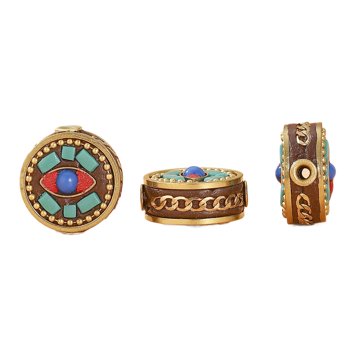 Brass spacer beads, handcrafted Nepalese round cakes, retro wholesale pendants, bracelets, necklaces, clothing, diy accessories Item Picture