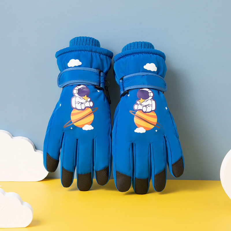 【BERTON OUTDOOOR】 Autumn and winter outdoor children's ski gloves with fleece and thickened warmth and anti-slip features, cartoon waterproof and cold-proof gloves for boys and girls