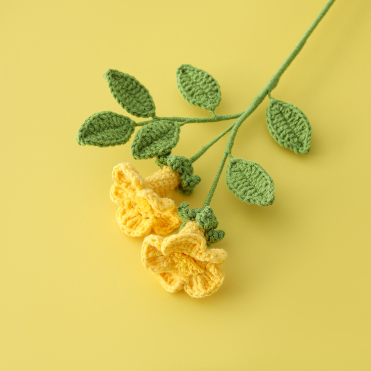 钩织/毛线太阳花/郁金香仿真花/钩织花/毛线向日葵销量细节图