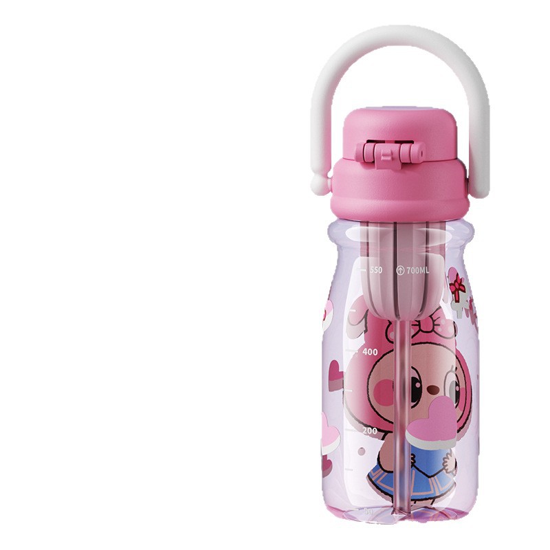 Children's straw water cup, high appearance level cup for girls, special water bottle for primary school students to go to school, cute plastic cup for kindergartens Item Picture
