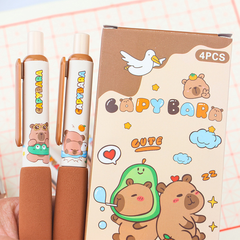 Cute Capibara gel pen, high appearance level, sponge cover, soft grip for press pen, student practice pen, black pen wholesale details Picture