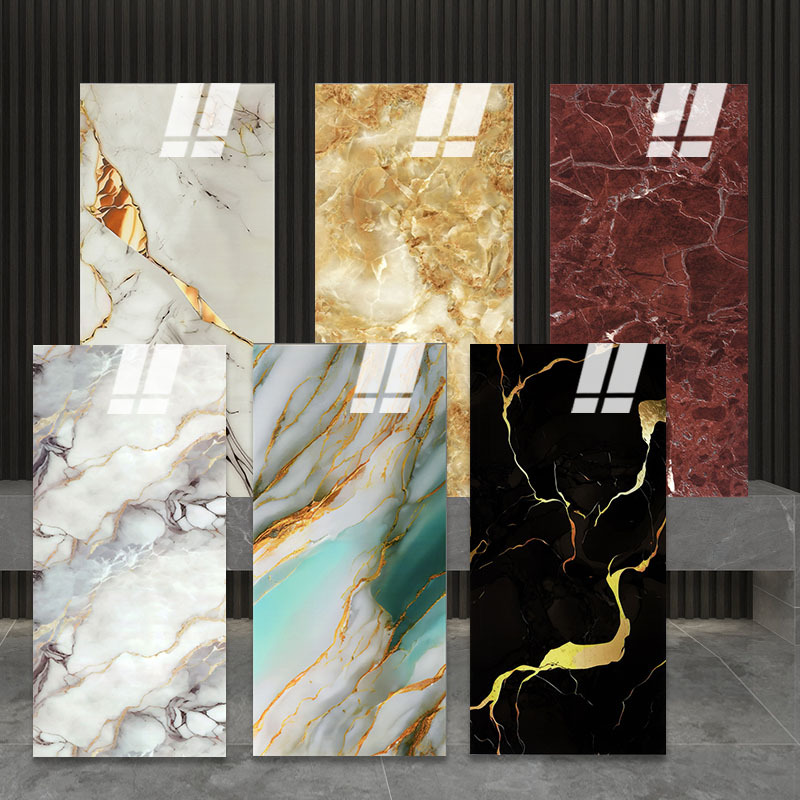 跨境仿瓷砖鎏金墙贴墙纸自粘防水卫生间大理石翻新电视背景墙壁纸