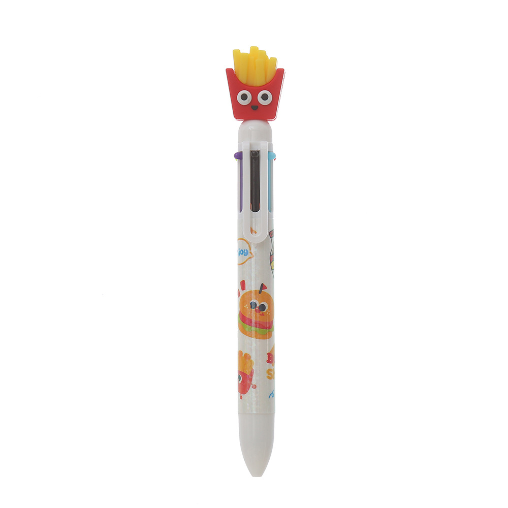Cartoon hamburger and cola shaped oil pen creative six-color press ballpoint pen cross-border girlish personalized gel pen Item Picture