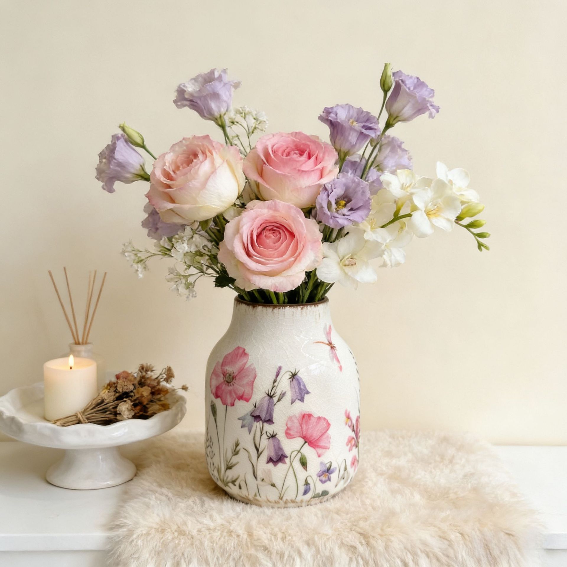Ice crack colored flower ceramic vase, tabletop, entrance hall, TV cabinet, dining table, high-end, simple, warm and romantic