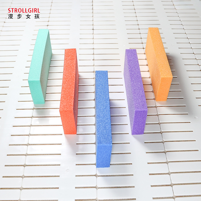 高弹豆腐块薄款双面磨砂指甲锉打磨抛光块海绵美甲工具批发跨境