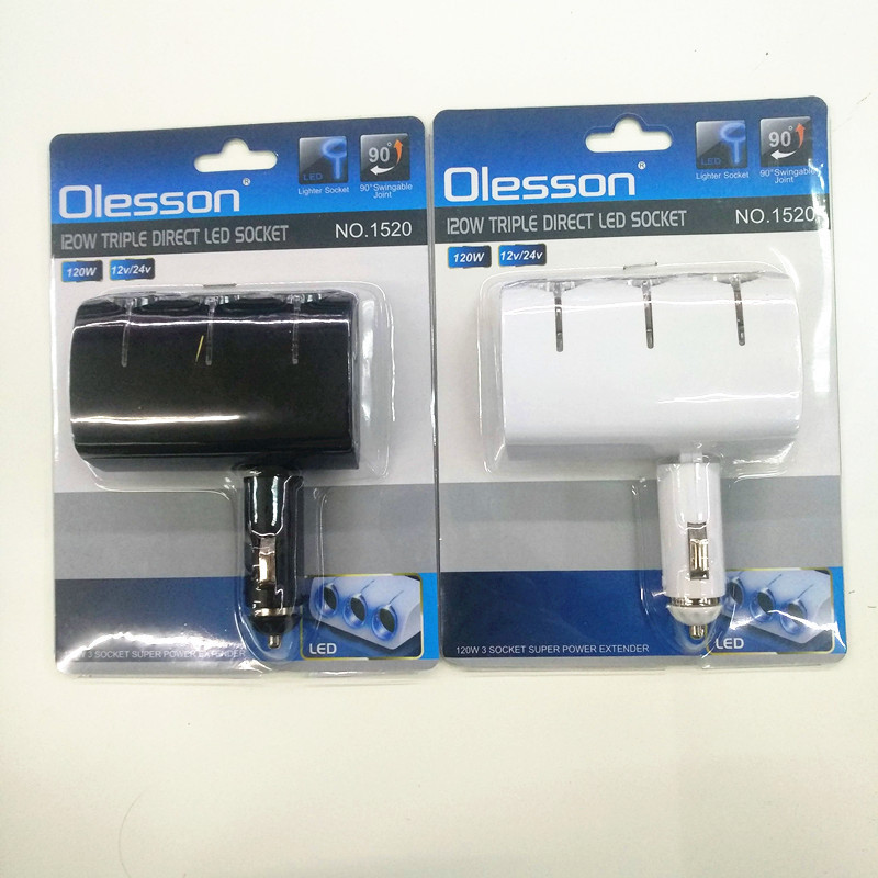 Cross-border wholesale of car mobile phone chargers, car cigarette lighters, three-port power converters, 1520, 1521 details Picture