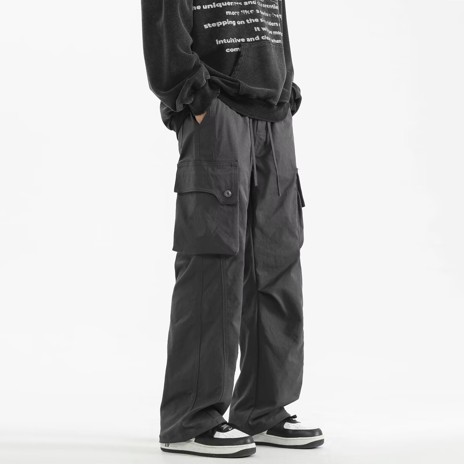 Summer's new loose casual pants for men, Korean style, trendy and versatile pants, thin and sagging wide-leg workwear pants, trendy Specification image