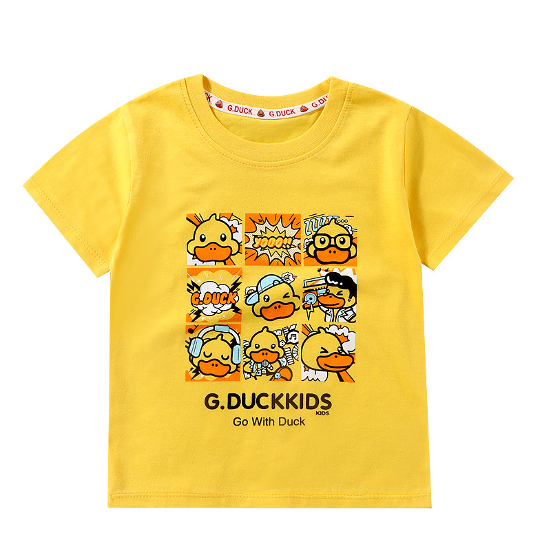 Harrow Little Yellow Duck Summer Children's pure Cotton T-shirts for boys and Girls, short-sleeved, thin casual tops, children's wear, baby summer wear Item Picture
