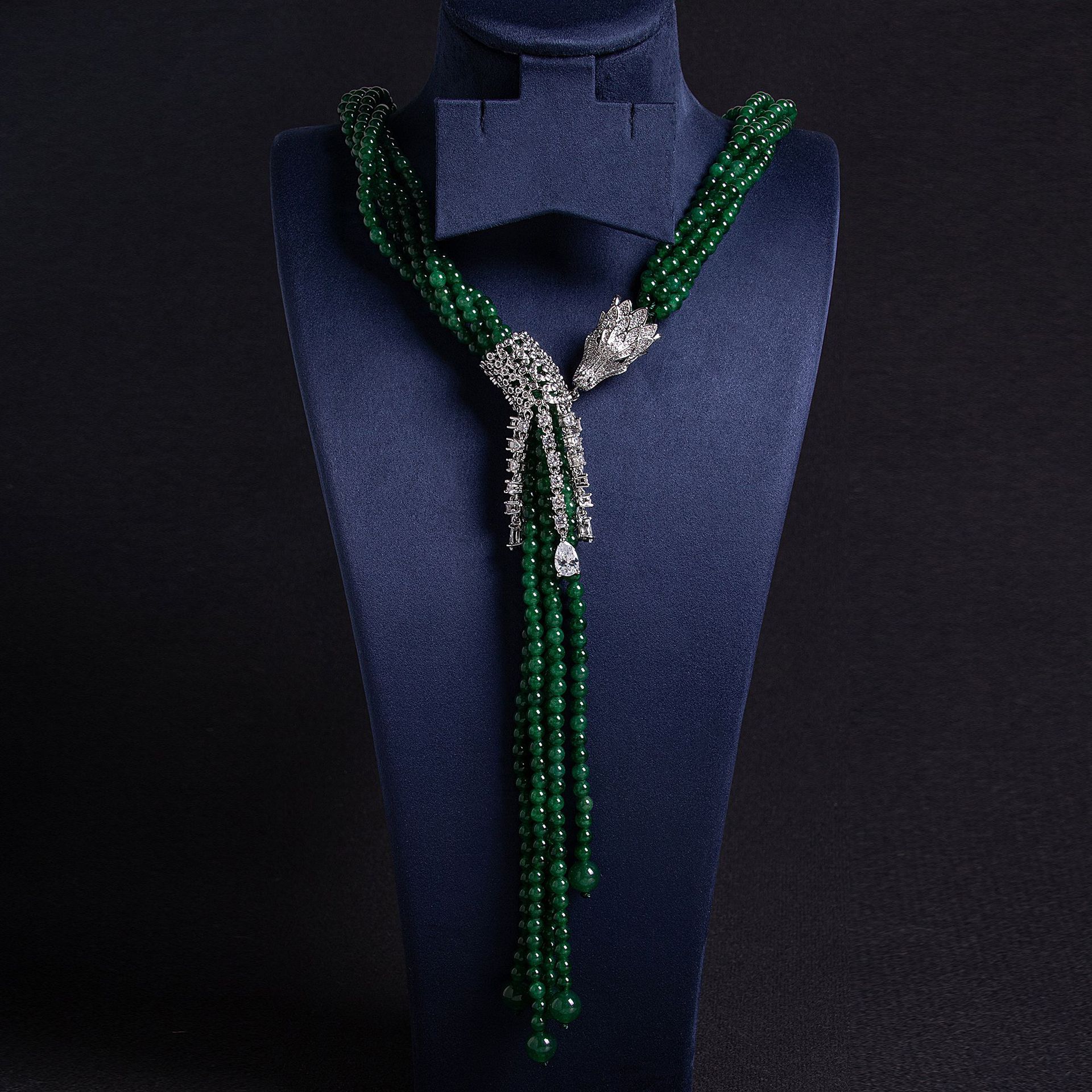 Cross-border water drop tassel sweater chain necklace, high-end niche luxury agate pearl multi-layer pearl necklace wholesale details Picture