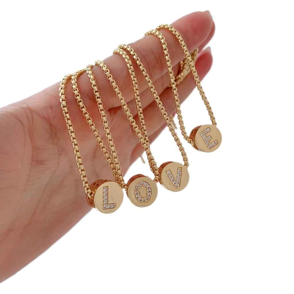 26-letter perforated bracelet, large hole bead bracelet accessory, necklace bead DIY micro-inlaid zircon copper jewelry accessory Item Picture